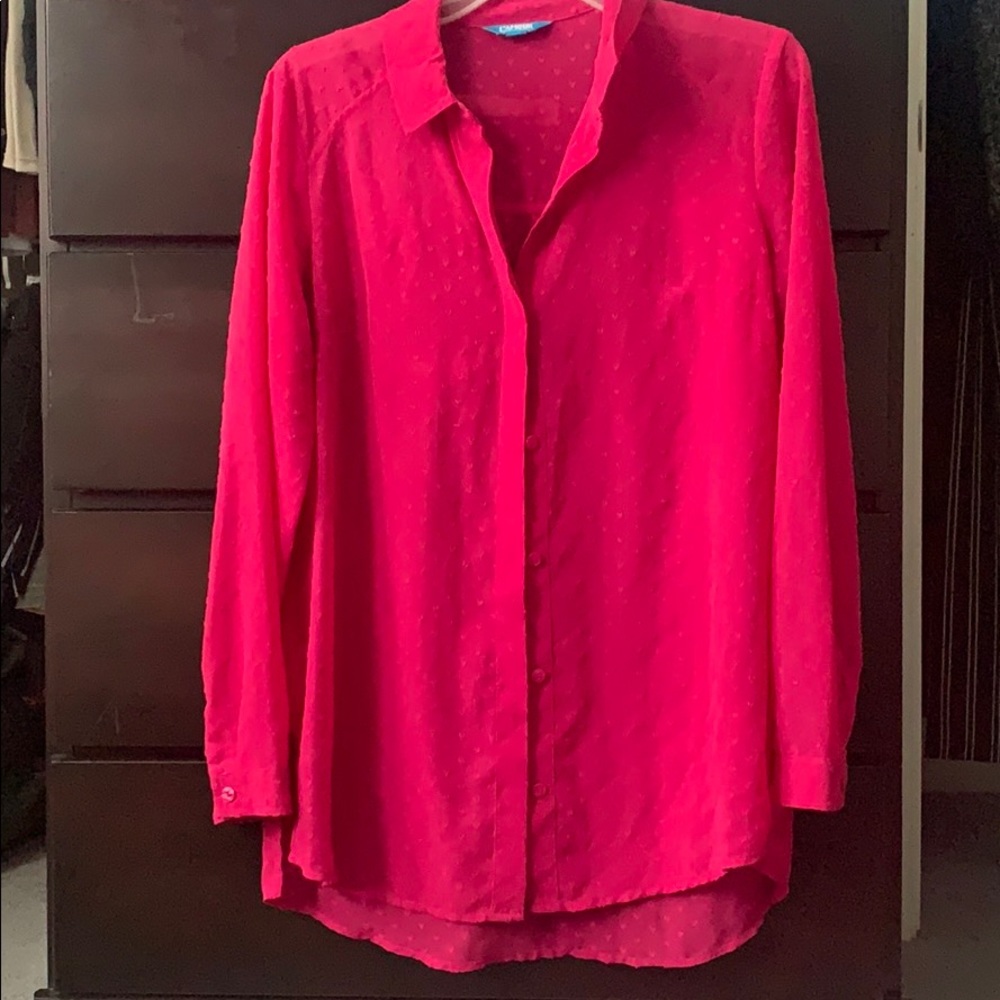 L AMOUR dark pink button up